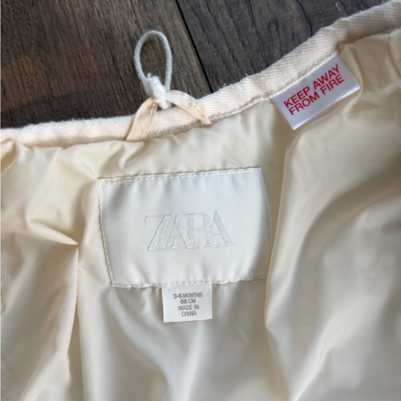 Zara Kids Cream Quilted Puffer Jacket 3-6 Months - Picture 2 of 3